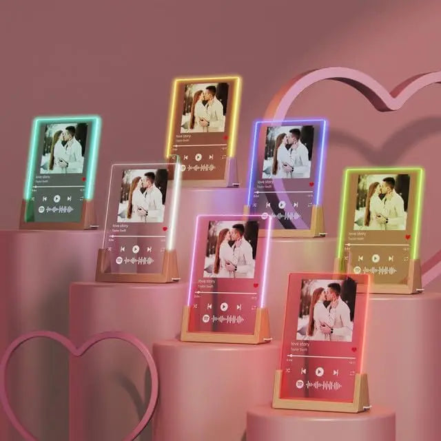 Customized Spotify Music Plaque Gifts For Anniversary Day Personalized Acrylic Photo Frame Lamp Custom Romantic Birthday Gifts - Tophatter Daily Deals