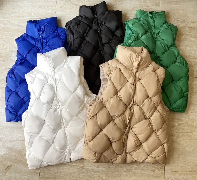 Insulating Women Puffer Vest - Boxy Quilt Polyfill Winter - Tophatter Daily Deals