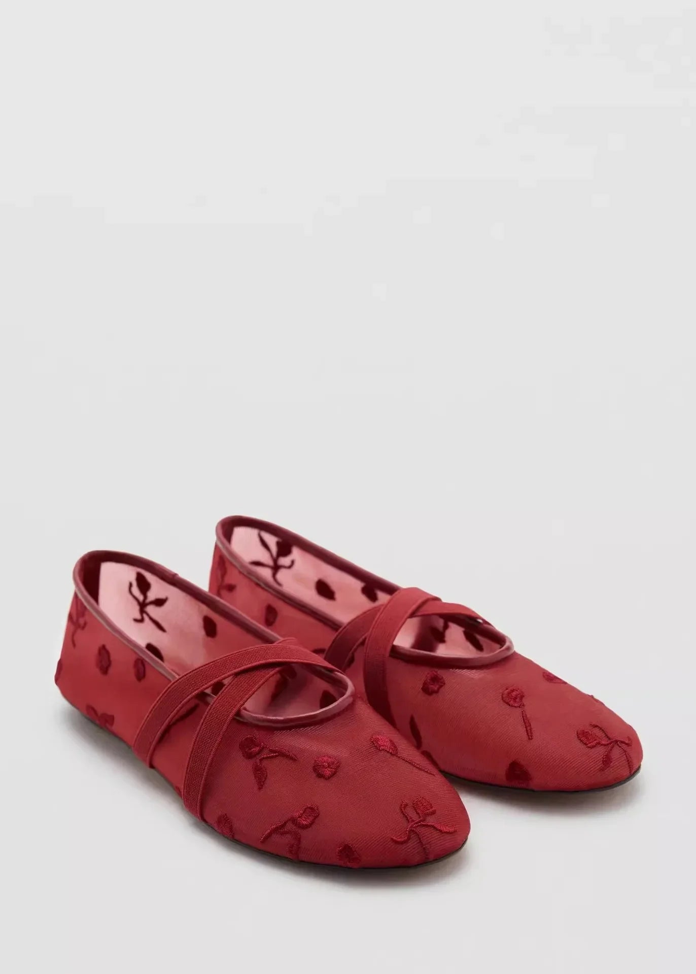 Lightweight Women Ballet Flats - Mary Jane, Embroidered Mesh - Tophatter Daily Deals
