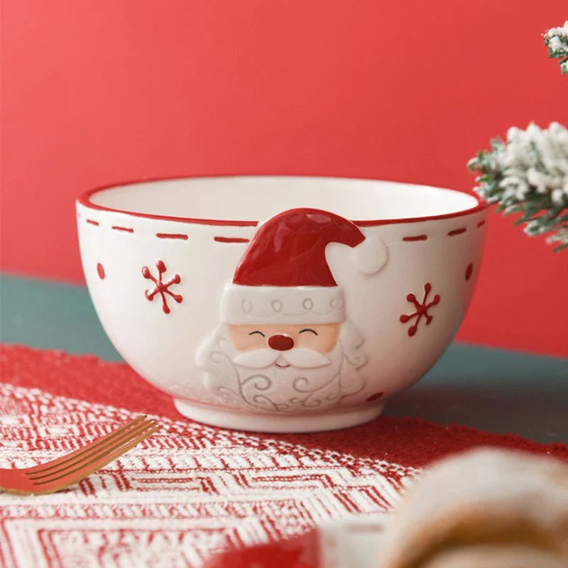 Christmas Ceramic Santa Bowl Nordic Holiday Breakfast Bowl - Tophatter Daily Deals