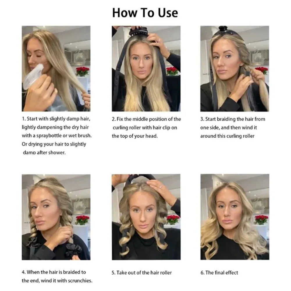 Heatless Curling Rod Headband No Heat Silk Curls Ribbon Hair Rollers Sleeping Soft Headband Lazy Hair Curlers Hair Styling Tools - Tophatter Daily Deals