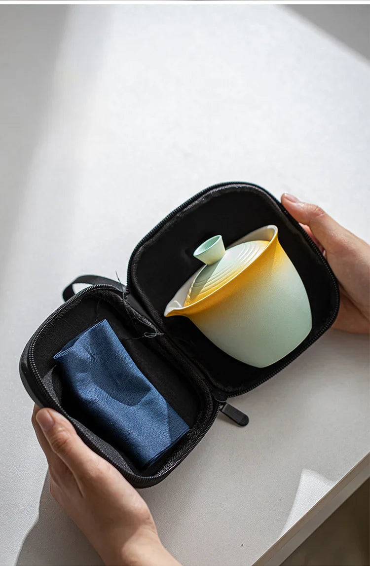 Portable Ceramic Travel Tea Set With Case Gift Kit - Tophatter Daily Deals