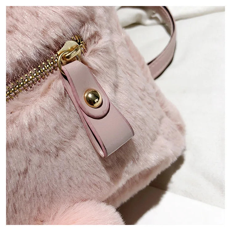 Faux Fur Mini Rabbit Ear Backpack Animals - Tophatter Daily Deals