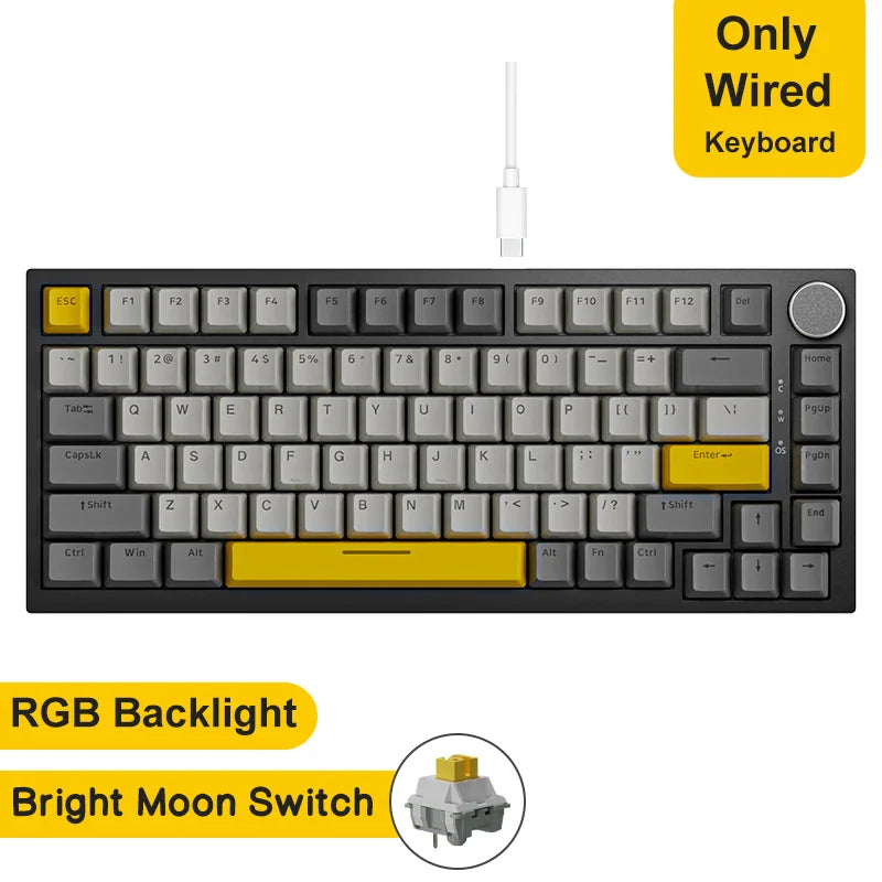 Mechanical Bluetooth Gaming Keyboard 75 Percent Hot Swap AK820 Grey - Tophatter Daily Deals