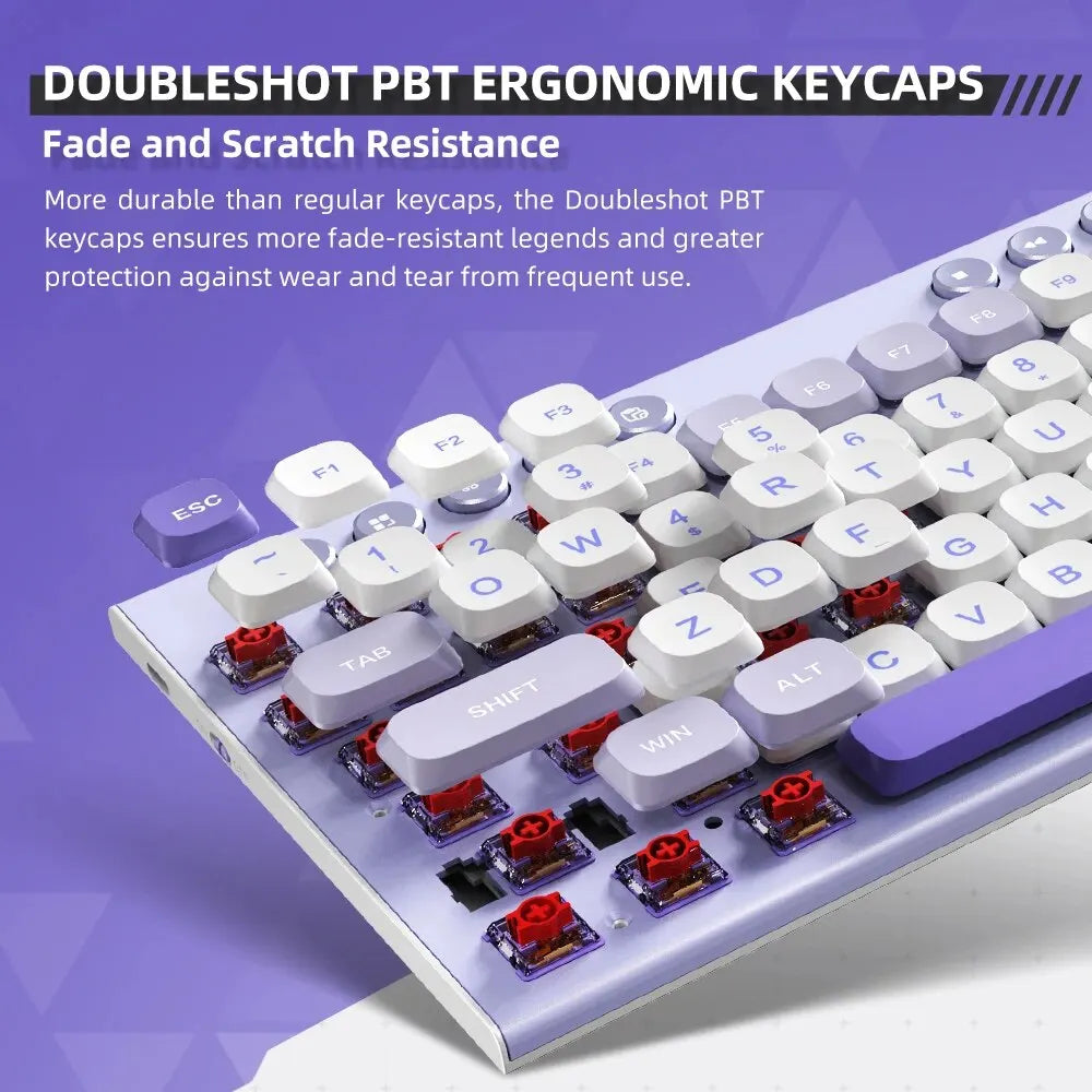 Wireless Low Profile Mechanical Keyboard 98 Keys PBT - Tophatter Daily Deals