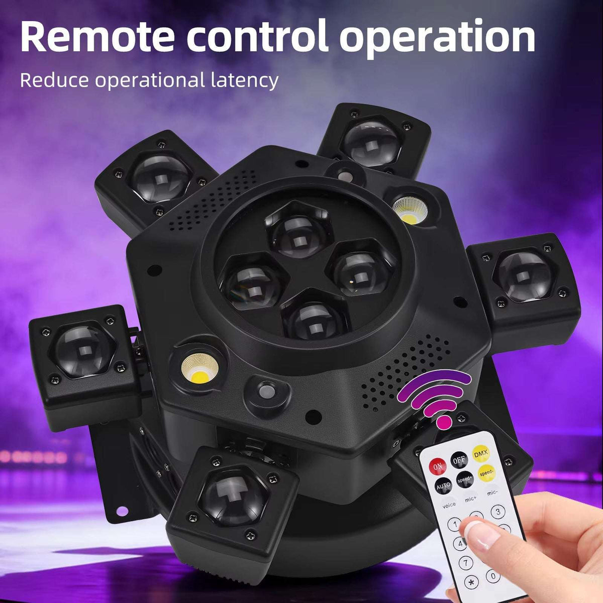 Moving Head Disco Lighting 6 Arms RGBW LED Strobe Lighs Disco Party Lights - Tophatter Daily Deals