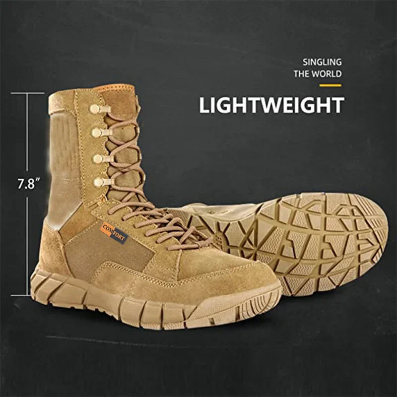 Mens Tactical Mid-Calf Combat Boots (Brown No Zip) Apparel & Accessories > Shoes > Boots - Tophatter Daily Deals