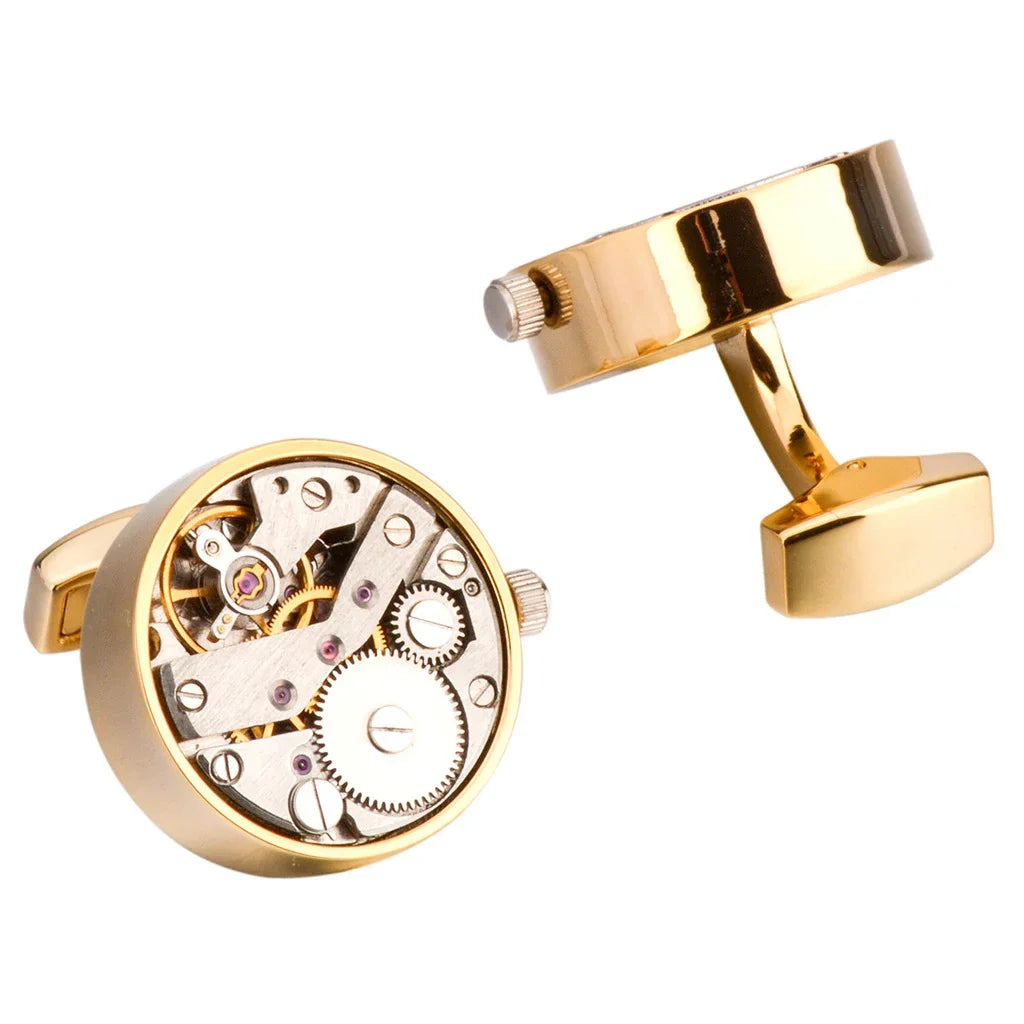 NNEOBA Men's Mechanical Movement Watch Cufflinks Gold - Tophatter Daily Deals