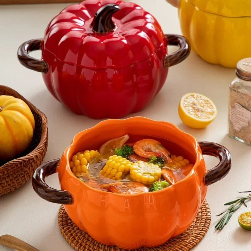 Pumpkin Soup Pot 1.4L Ceramic Bowl With Lid Halloween - Tophatter Daily Deals