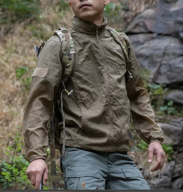 Lightweight Men’s Jacket - Tactical Zip, Polyester, Summer - Tophatter Daily Deals