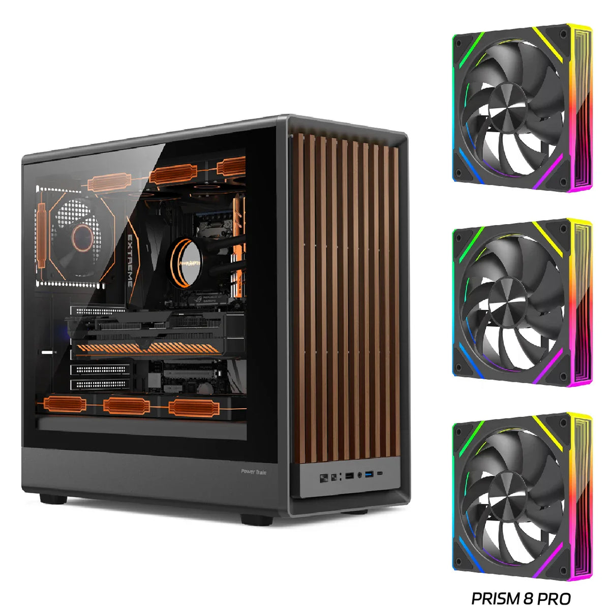 MATX PC Case Wooden Panel Tempered Glass Type C Port G1 3 Black Regular - Tophatter Daily Deals