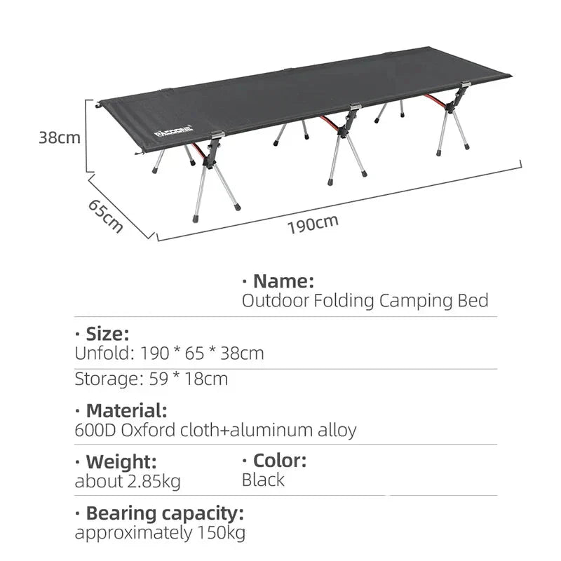 Lightweight Camping Cot Collapsible Sleeping Bed Black Camping & Hiking - Tophatter Daily Deals