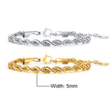 Stainless Steel Rope Chain Bracelet Twisted Singapore 979SG-20-5 - Tophatter Daily Deals