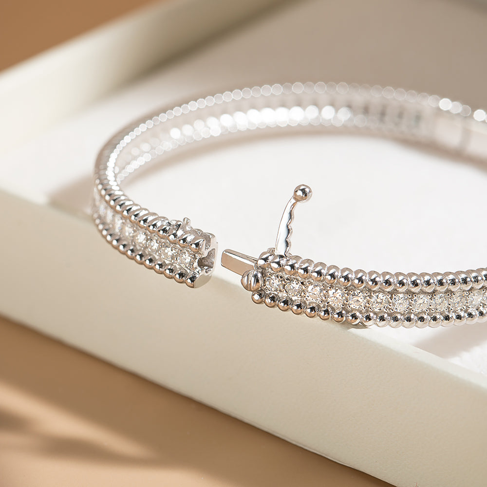 Moissanite 2mm Bracelet 18K Gold Plated Tennis Bangle - Tophatter Daily Deals
