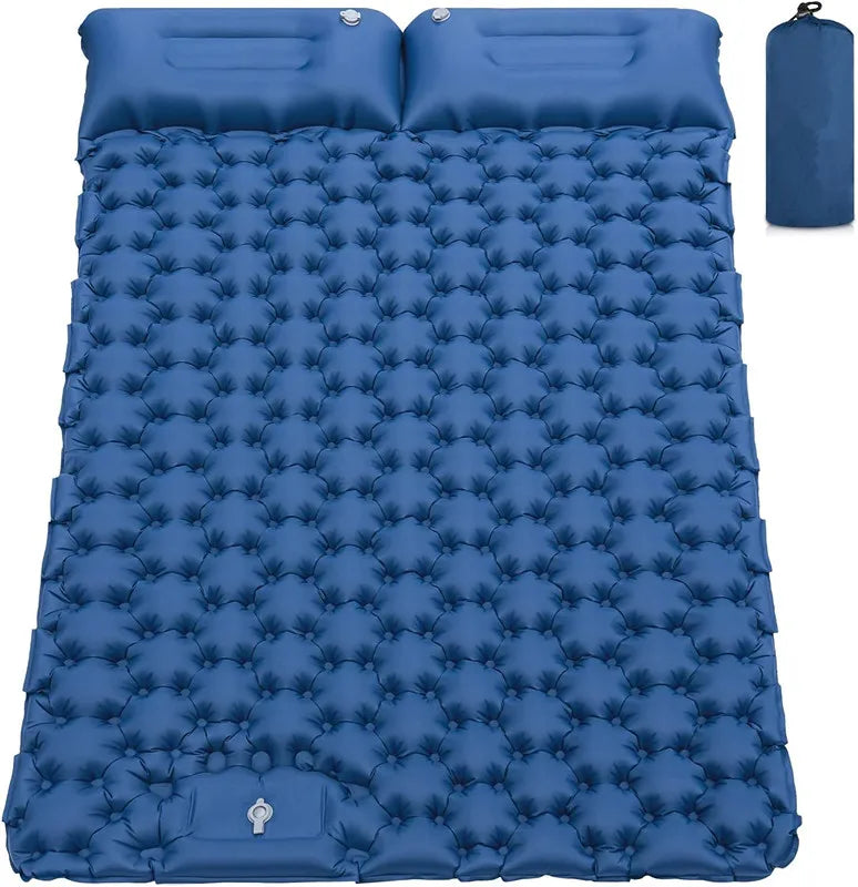 Double Inflatable Camping Waterproof Air Mat Blue Camping & Hiking - Tophatter Daily Deals