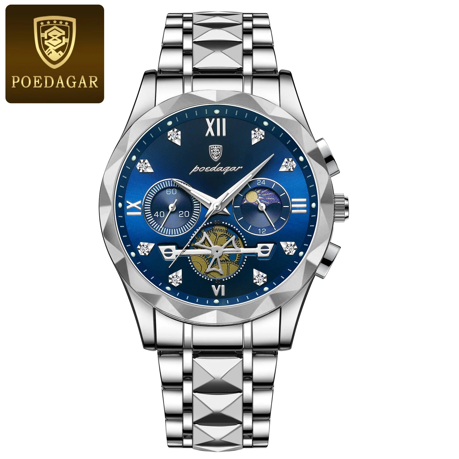 Viktor Po Edagar™ Luxury Men's Wristwatch Viktor Po Edagar™ Silver Blue Watches - Tophatter Daily Deals