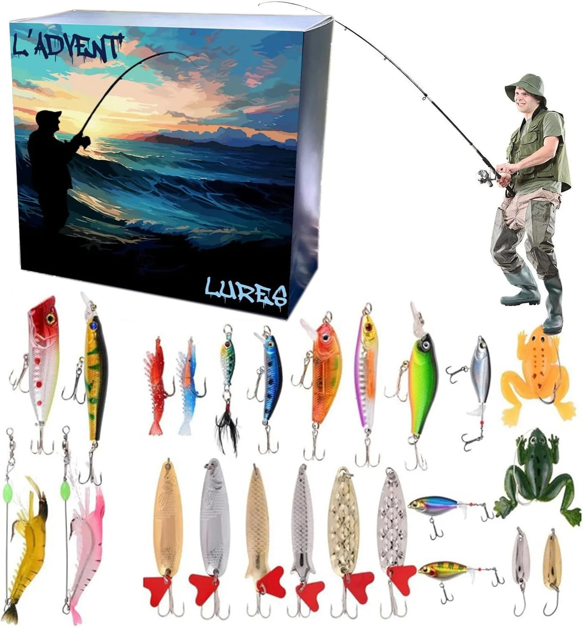 Fishing Advent Calendar 24-Day Christmas Countdown Kit - Tophatter Daily Deals