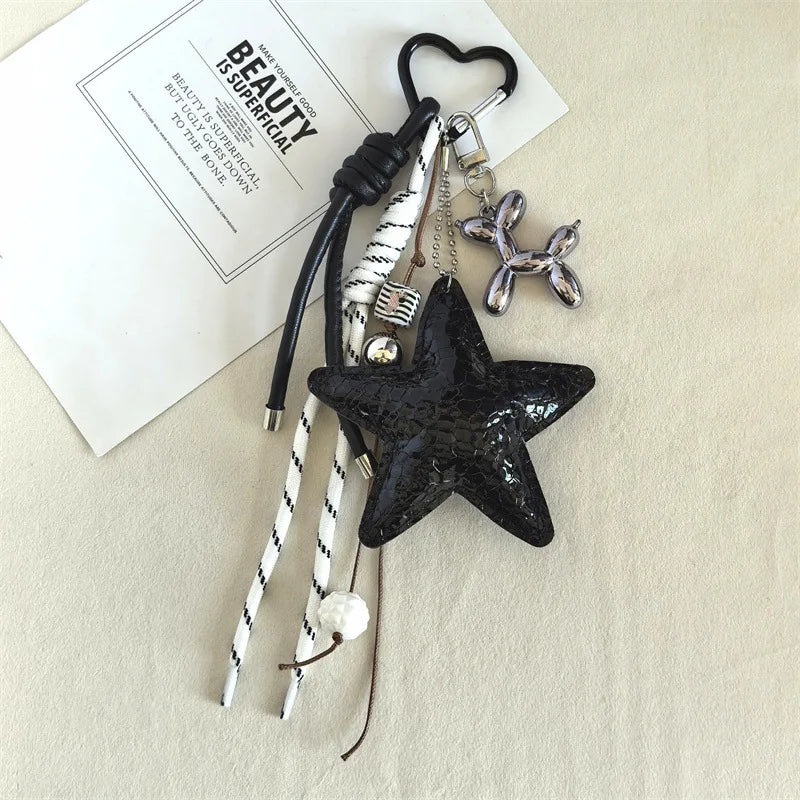 Y2K Leather Star Keychain Dachshund Bag Charm Anti Lost Black - Tophatter Daily Deals