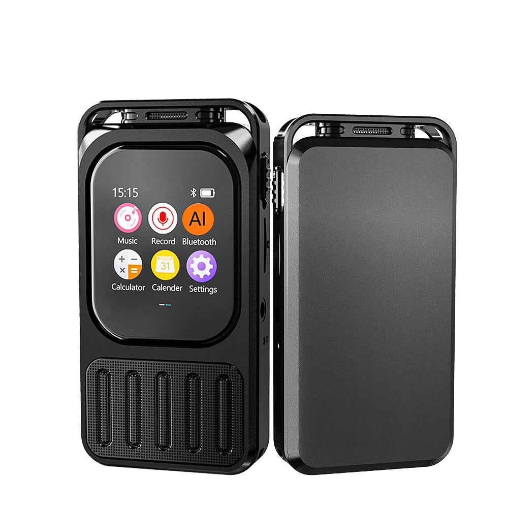 AI Voice Recorder Bluetooth Touchscreen 79H Battery 1200mAh Black - Tophatter Daily Deals