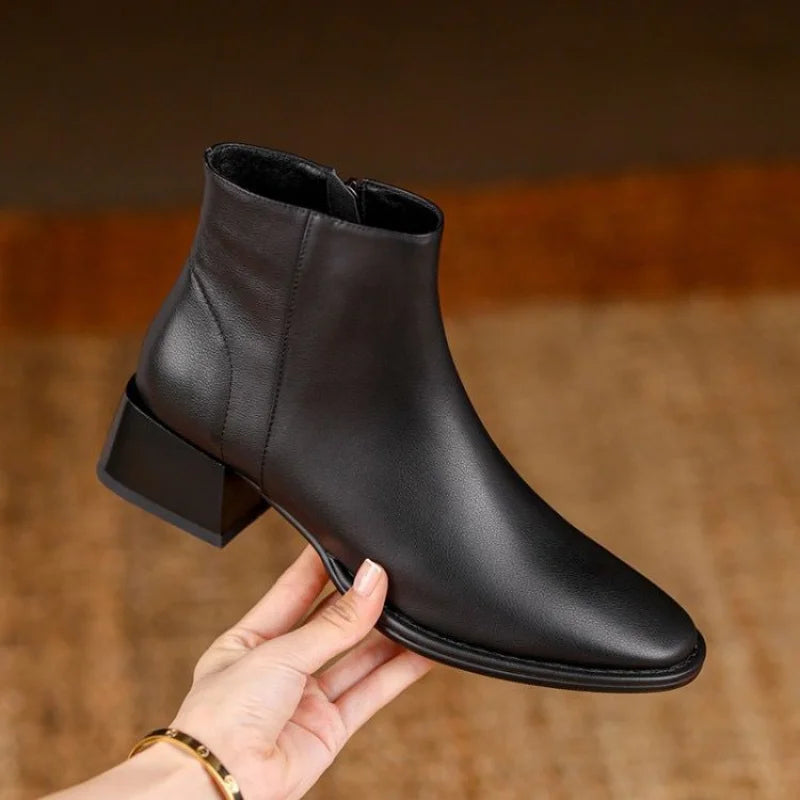 Supportive Women’s Ankle Boots - Pointed Toe Leather Office - Tophatter Daily Deals