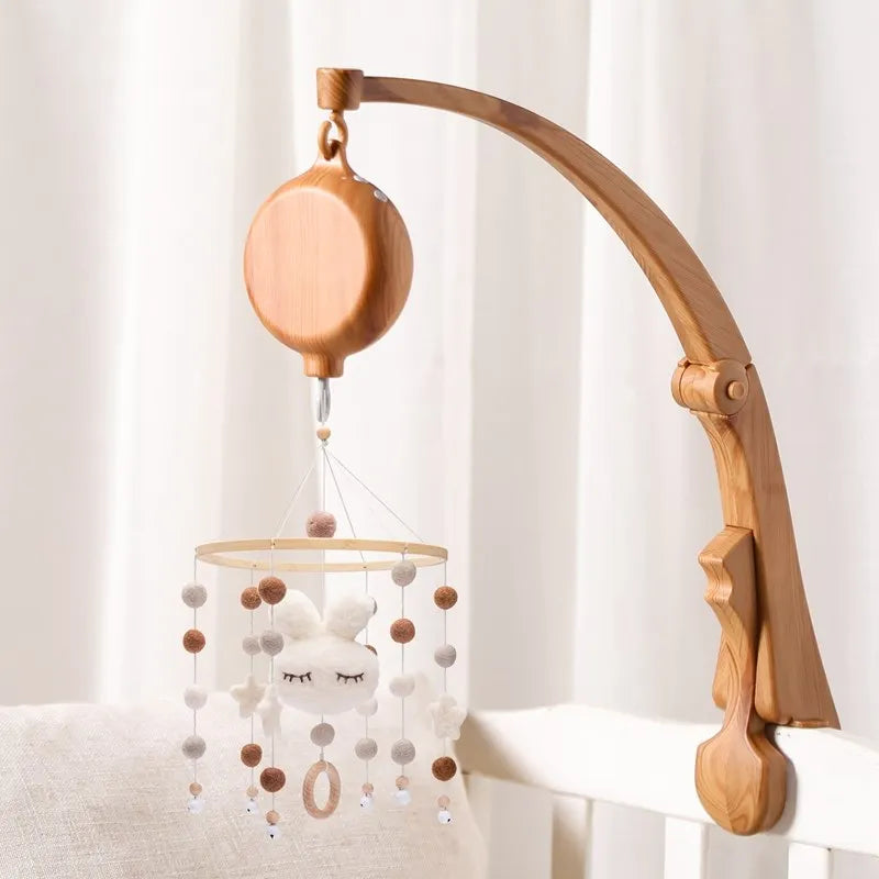 Wooden Felt Animal Crib Mobile With Soothing Calming Music - Tophatter Daily Deals