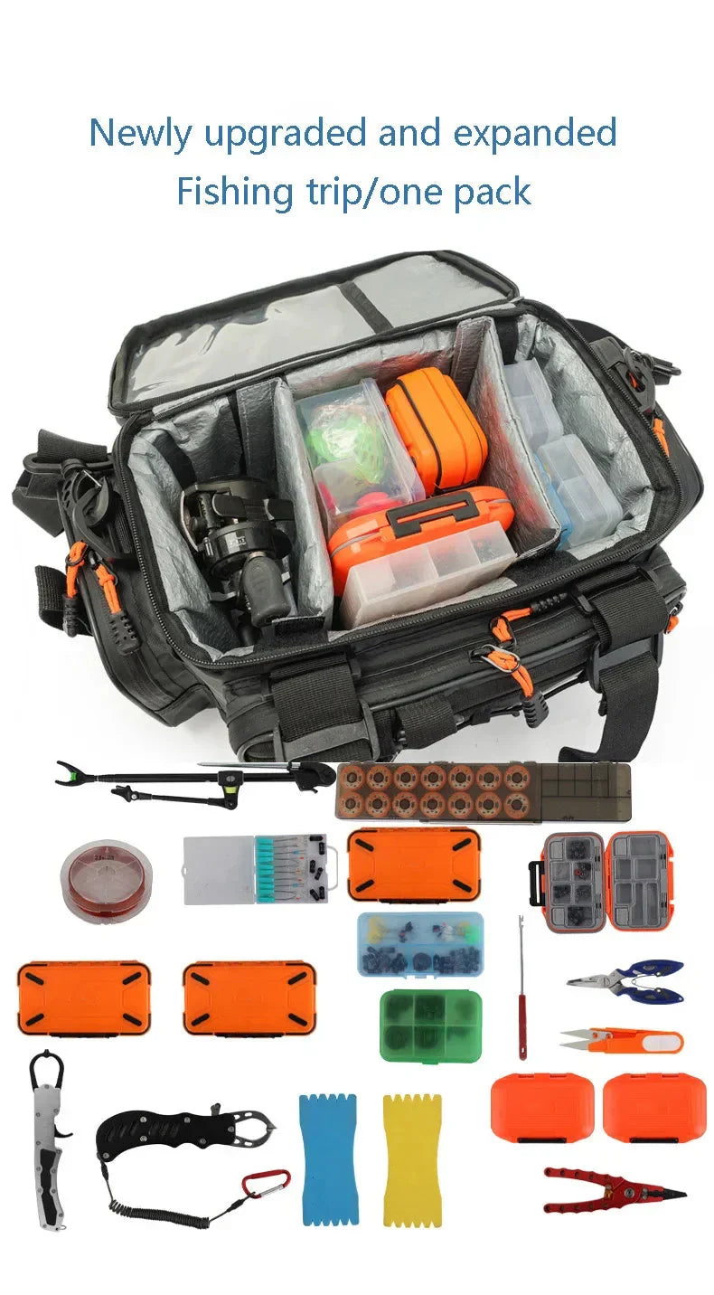 Waterproof Fishing Gear Shoulder Bag Camping Black Duffel Bags - Tophatter Daily Deals