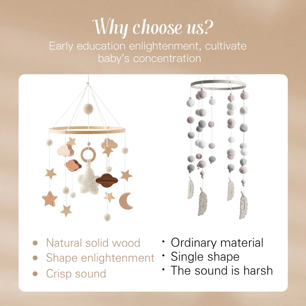 Wooden Baby Mobile With Music Box Newborn Sensory Toys - Tophatter Daily Deals
