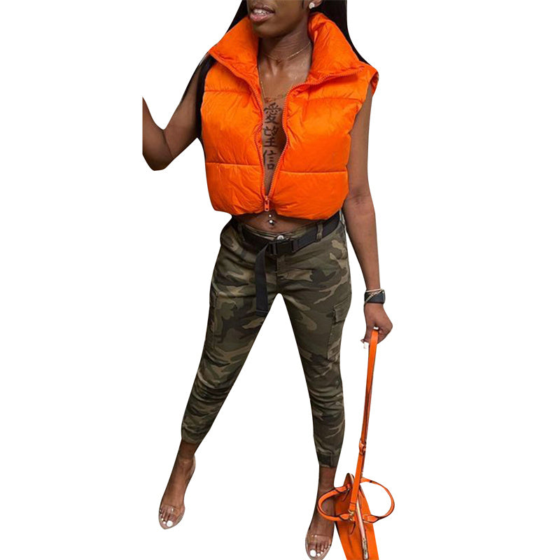 Warm Women’s Puffer Vest - Cropped Boxy, Polyester, Winter - Tophatter Daily Deals