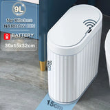 Automatic Sensor Trash Can Narrow Roman Stripe Bathroom Bin 9L Grey battery - Tophatter Daily Deals