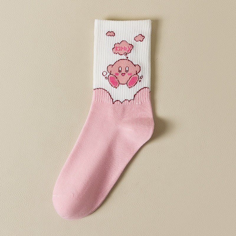 Kirby Kawaii Pink Socks Anime - Tophatter Daily Deals