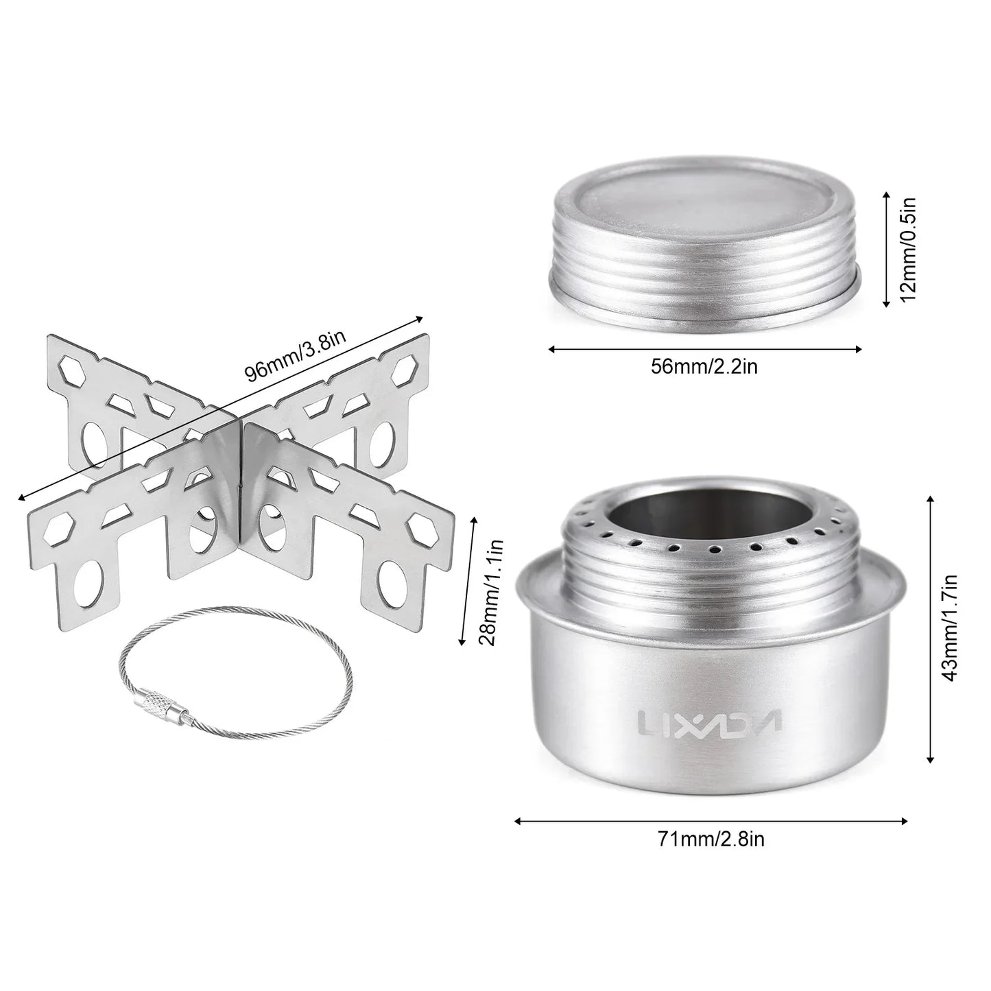 Alcohol Stove Set with Windshield Silver Camp Cooking - Tophatter Daily Deals
