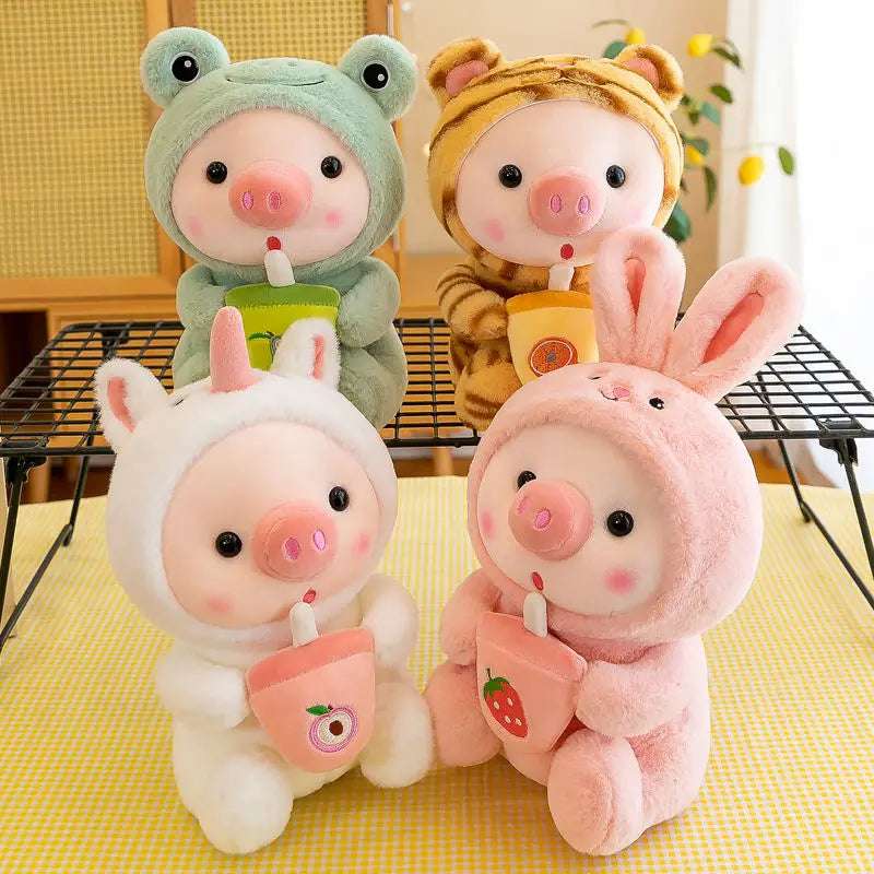 Bubble Tea Pig Plush Animals - Tophatter Daily Deals
