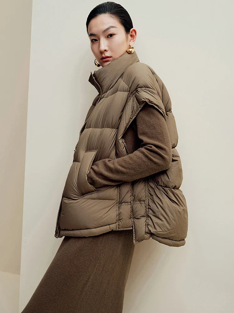 Insulating Women’s Down Vest - Cropped, Duck, Winter - Tophatter Daily Deals