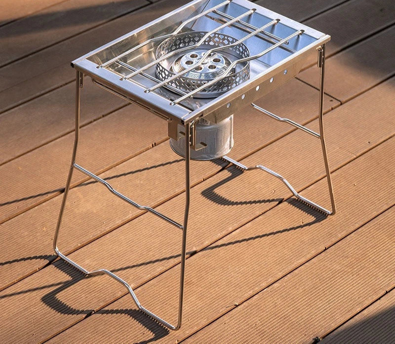 Windproof Furnace Plate Frame Camping Silver Camp Cooking - Tophatter Daily Deals