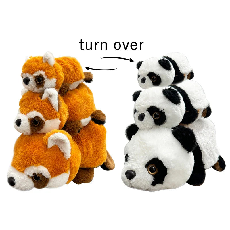 Double-Sided Panda Raccoon Plush Toy Red Panda Animals - Tophatter Daily Deals