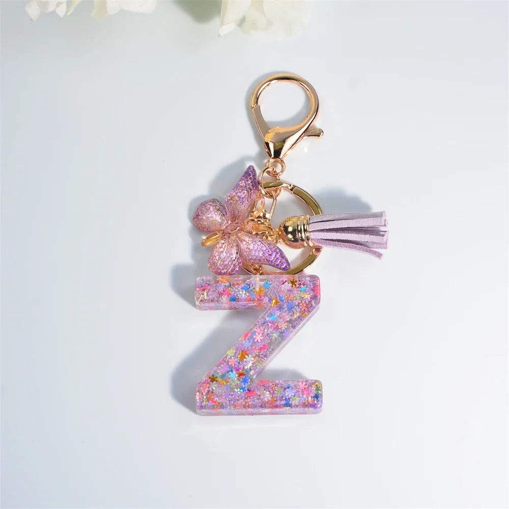 Sequin Letter Keychain With Butterfly Tassel Charm Z 55mm - Tophatter Daily Deals