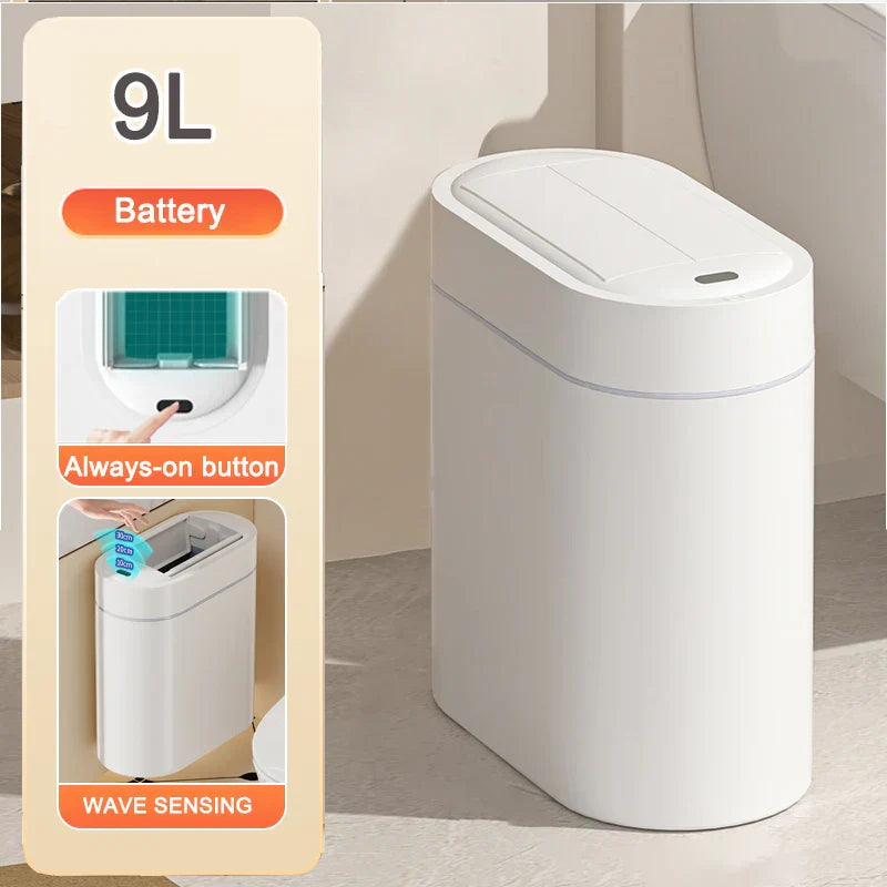Smart Trash Can Wall Mount Automatic Narrow Bin 2025 9L-battery - Tophatter Daily Deals