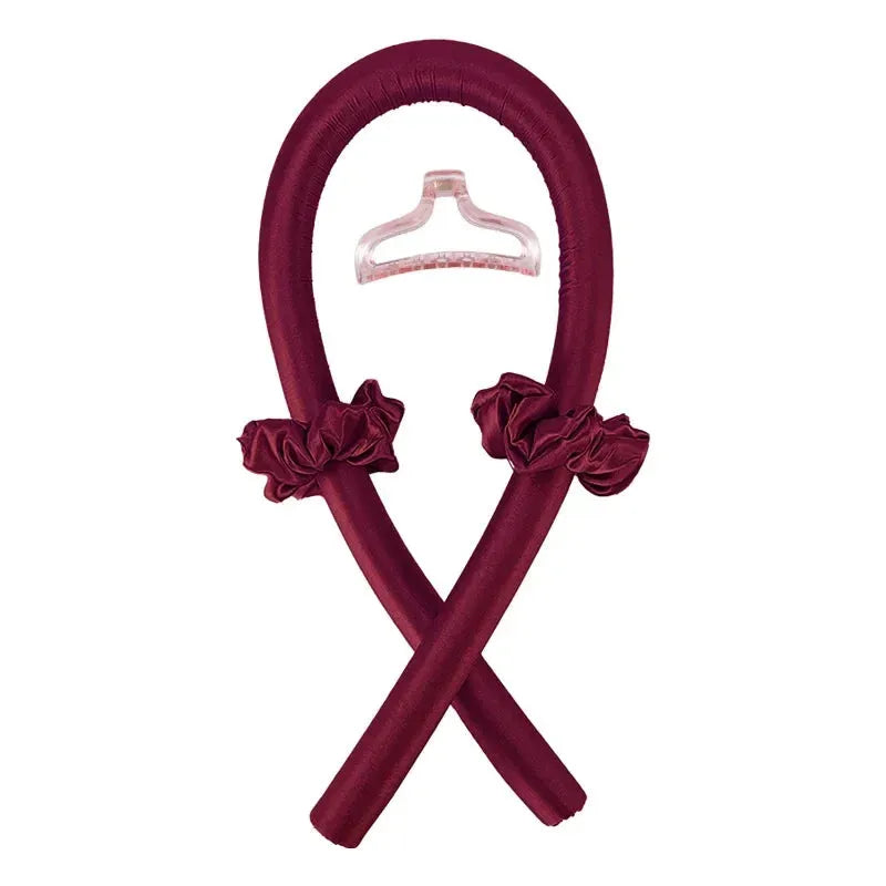 Heatless Curling Rod Headband No Heat Silk Curls Ribbon Hair Rollers Sleeping Soft Headband Lazy Hair Curlers Hair Styling Tools Wine Red with Clip CHINA - Tophatter Daily Deals