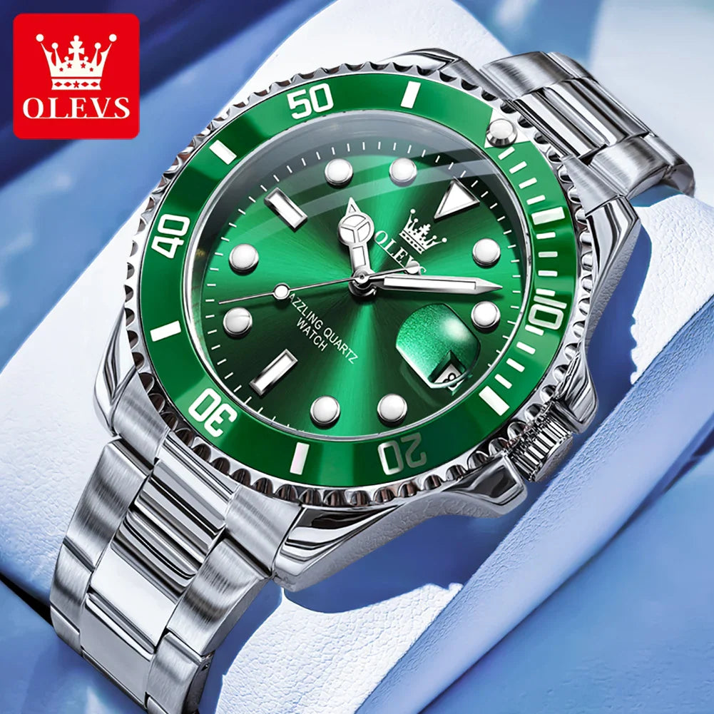 Quartz Watch Stainless Steel Date Classic Dress Watch Gift Sliver Green - Tophatter Daily Deals