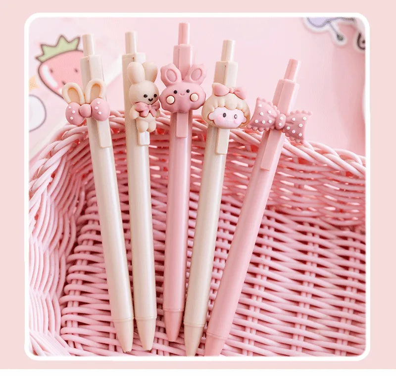 4 Kawaii Rabbit Mechanical Gel Ink Pens School Office Writing Supplies Stationery Pen 0.5mm Animals - Tophatter Daily Deals