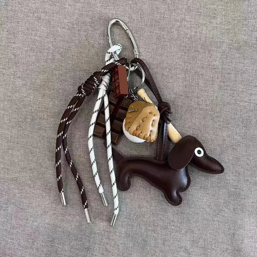 Braid Rope Bag Charm Leather Dachshund Keychain Aesthetic Green - Tophatter Daily Deals