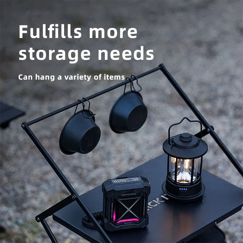Camping Foldable Storage Organizer Rack Black Camp Furniture - Tophatter Daily Deals