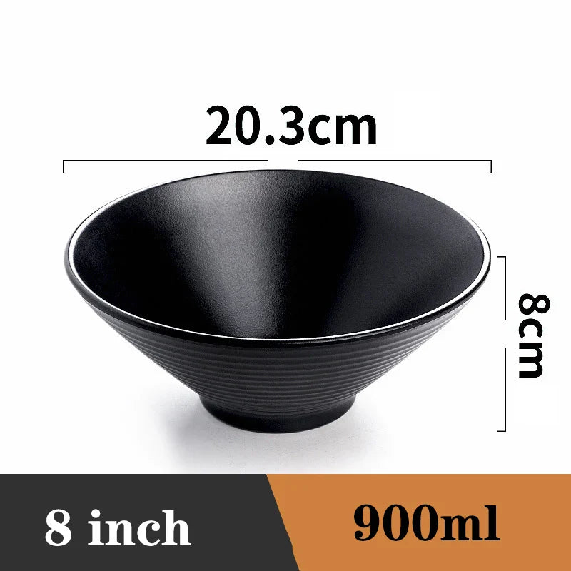 Ramen Bowl Black Plastic Japanese Style Noodle Bowl LJB008 8inch - Tophatter Daily Deals