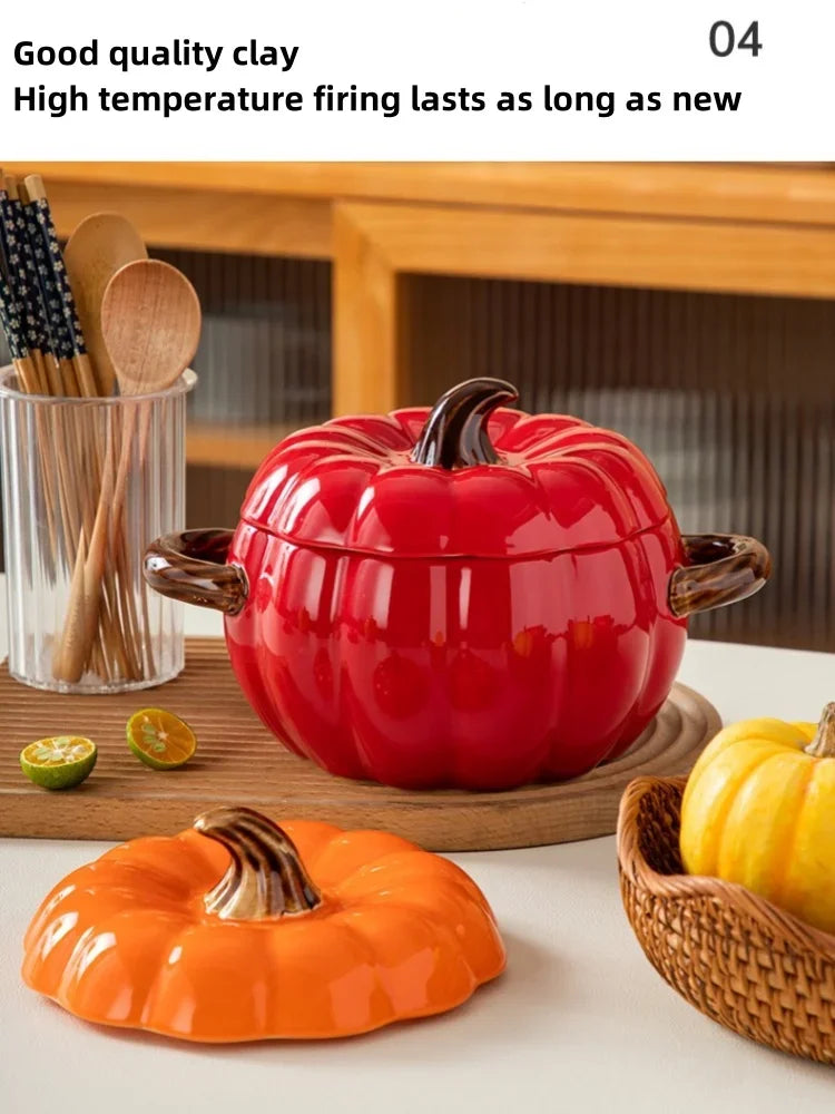 Ceramic Soup Pot Pumpkin Lid Porcelain Large Fall 2025 - Tophatter Daily Deals