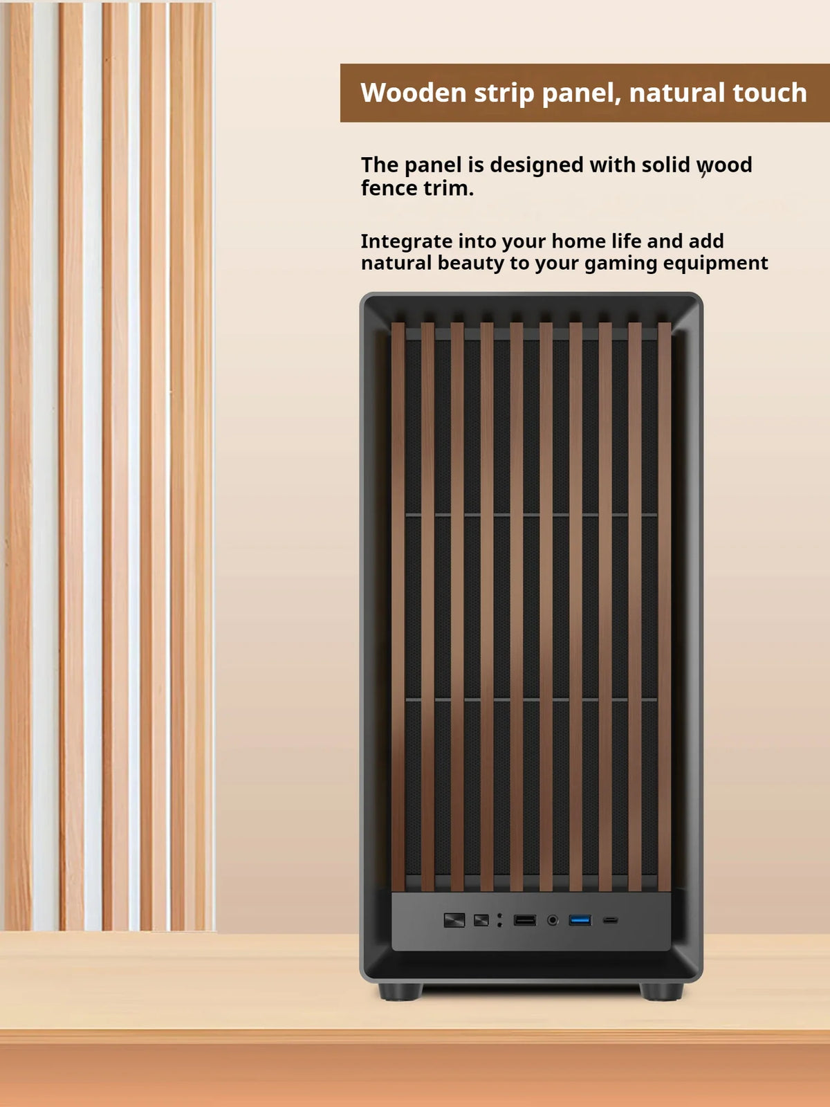 MATX PC Case Wooden Panel Tempered Glass Type C Port - Tophatter Daily Deals