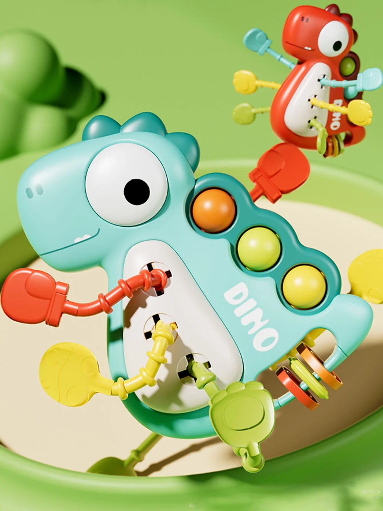 Montessori Dinosaur Pull Toy Newborn Sensory Toys Teether - Tophatter Daily Deals