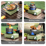 5800W Camping Gas Stove High Firepower Cassette Green Camp Cooking - Tophatter Daily Deals