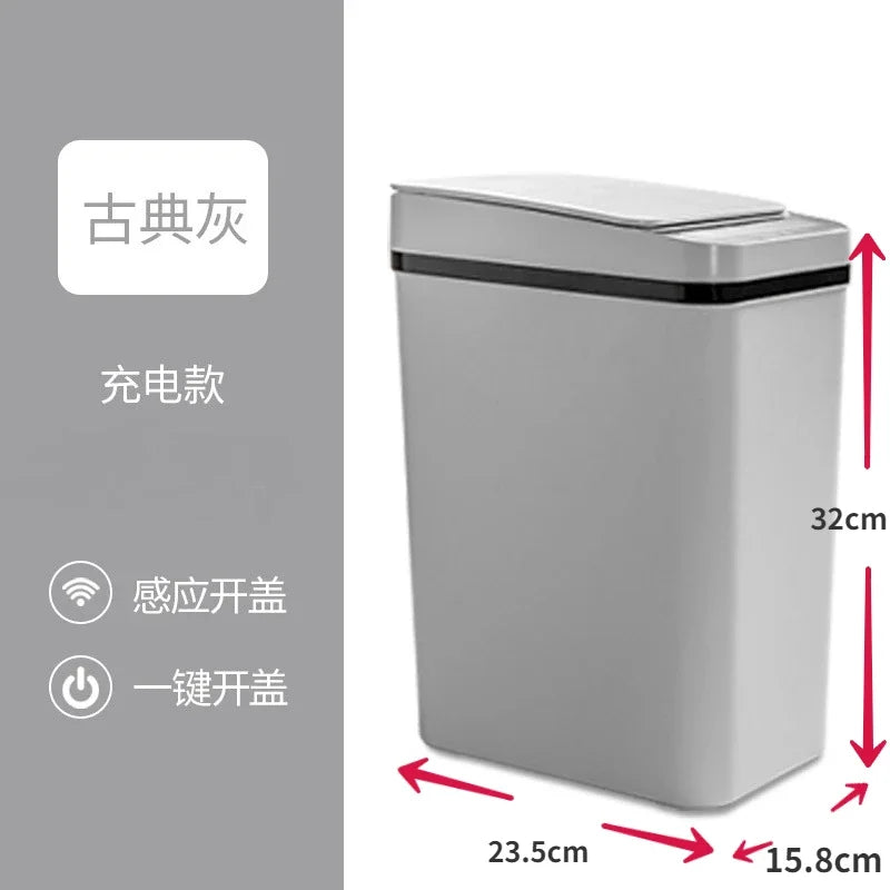 Smart Trash Can Automatic Sensor Bin Touchless Odor Control Grey-USB charging - Tophatter Daily Deals