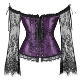 Supportive Women's Corset Top - Off Shoulder, Lace Satin - Tophatter Daily Deals