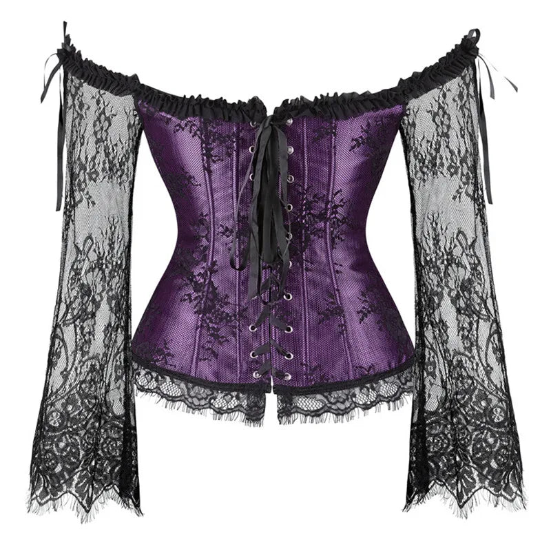 Supportive Women's Corset Top - Off Shoulder, Lace Satin - Tophatter Daily Deals